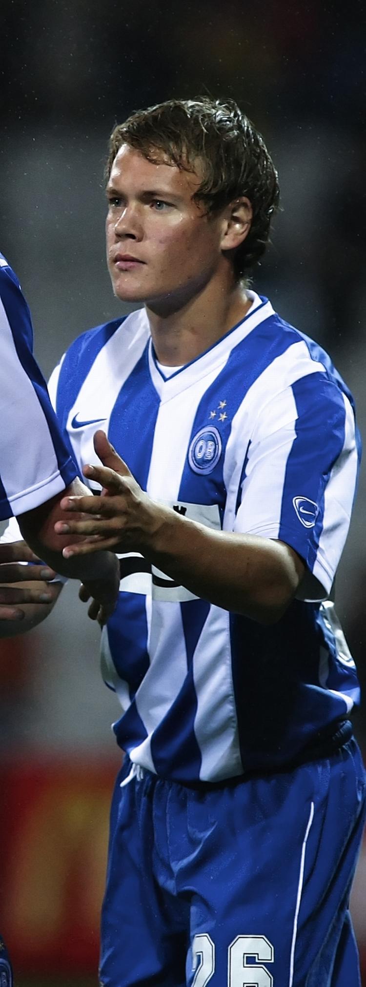 OB's Matti Lund Nielsen blev Danmarks første målscorer i U21-kampen mod Sverige. Arkivfoto. 