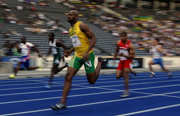 Asafa Powell under dagens heat i 100 meter ved VM i Berlin. 