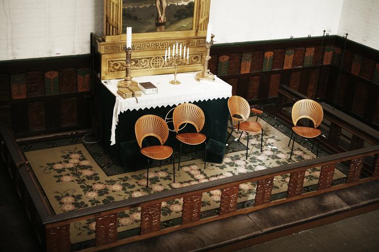 The altar at Brorson's Church in Copenhagen following the night's clearance. 