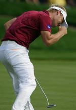 Søren Kjeldsen jubler over en birdie på 7. hul i finalerunde i årets sidste majorturnering, US PGA Championships. 
