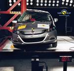 En ny øvelse i Euro NCAP's crashtest er pæletesten. Kollisionen sker med 30 km/t. Her er det Honda Insight, det går ud over. Foto: Euro NCAP 