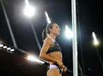Russiske Jelena Isinbajeva efter et af forsøgene ved konkurrencen i Zürich. 