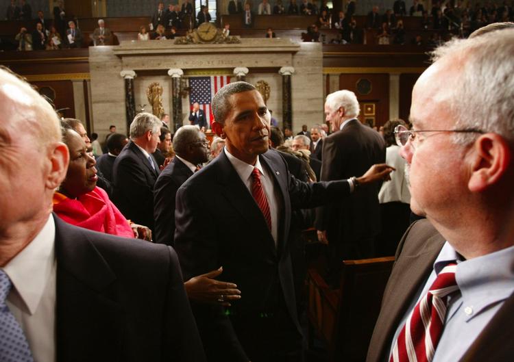 USA's præsident Barack Obama efter talen i Kongressen. 