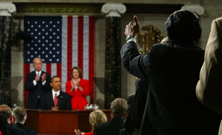 USA's præsident Barack Obama under sin tale i Kongressen om sundhedsreformen. 