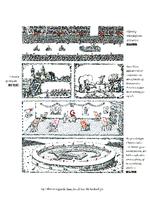 Til venstre Harvey Pekar og Gary Dumms studenteraktivister, i midten Peter Sís' scener fra Tjekkoslovakiet og til højre en scene fra Rick Gearys J. Edgar Hoover-biografi. 