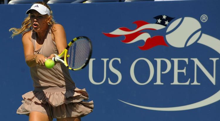 Caroline Wozniacki åbnede sit US Open-togt mod Galina Voskoboeva 3. september. Arkivfoto. 