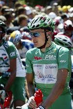 Baden Cooke i pointtrøjen under Tour de France 2003. Arkivfoto. 