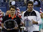 Med sin første grandslamtitel forhindrede Juan Manuel del Potro (th.) Roger Federer i at vinde den 16. 