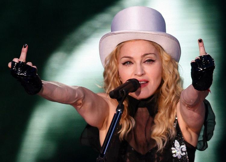 Madonna ses her under en koncert i Talinn, Estland for nylig. Arkivfoto. 