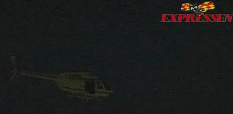 Svensk politi har nu fundet den hvide Bell 206-helikopter, som blev brugt ved røveriet mod G4S. Foto: expressen.se 