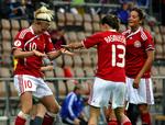Danmarks eneste succesoplevelse ved EM i Finland var 2-1-sejren over Ukraine. Arkivfoto. 