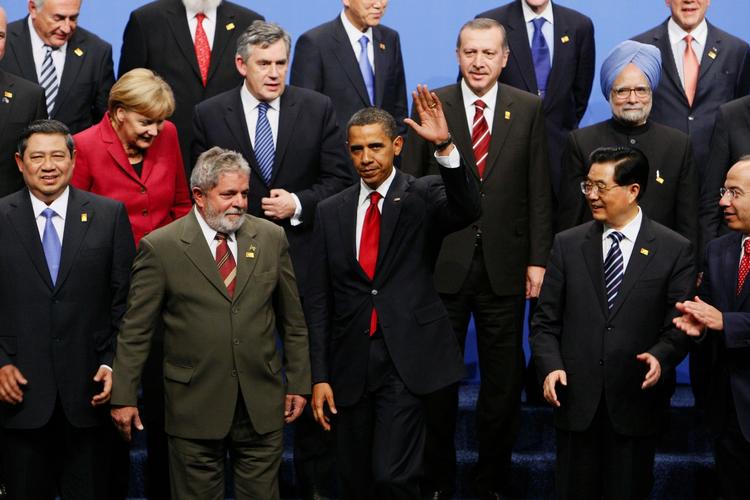 Gruppebillede fra G20-topmødet i Pittsburgh i USA. 