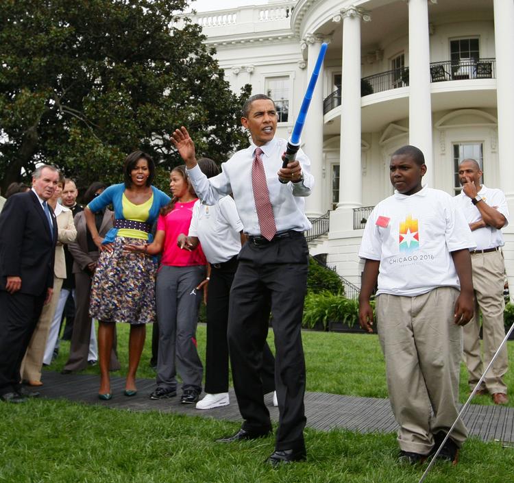 Barack Obama har tidligere talt for Chicagos kandidatur som OL-by i 2016. Billedet er fra 16. september, hvor han deltog i en støtteevent på plænen foran Det Hvide Hus. 
