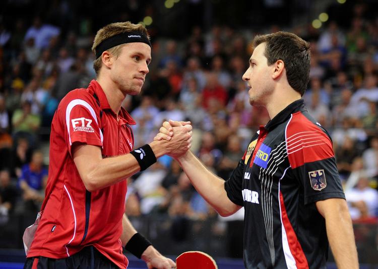To gange under EM fik Michael Maze besejret Timo Boll, men på verdensranglisten figurerer den detroniserede tyske europamester fortsat fem pladser foran den regerende danske europamester. Arkivfoto. 