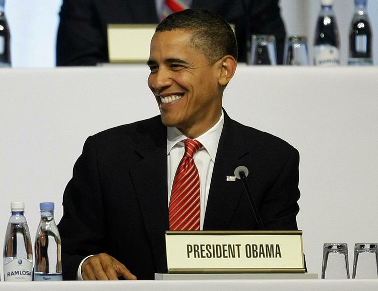 Barack Obama i Bella-centret i København. 
