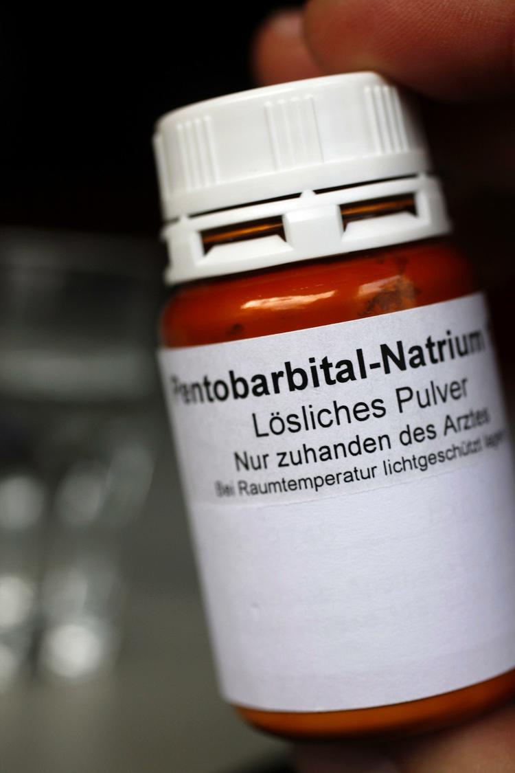 Preparatet sodium pentobarbital, der bruges i forbindelse med aktiv dødshjælp i Schweiz. 