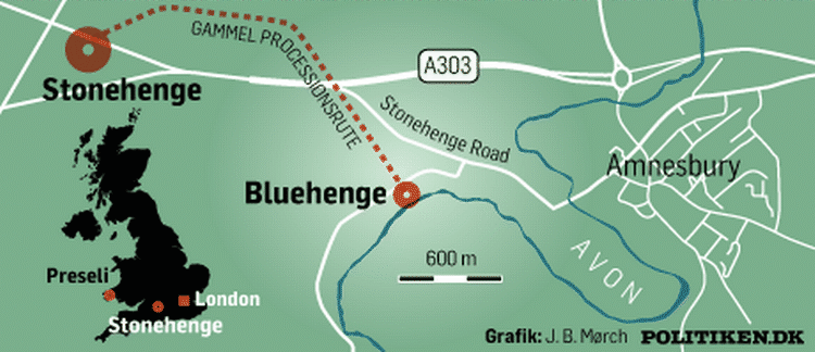 Arkæologer har fundet en ny version af oldtidsmonumentet Stonehenge. Det kaldes 'Blue Stonehenge' efter de sten, der har været bygget af. 