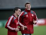 Hverken Daniel Agger (tv.) eller Nicklas Bendtner ser ud til at kunne få medlidenheden frem i vores svenske naboer. 