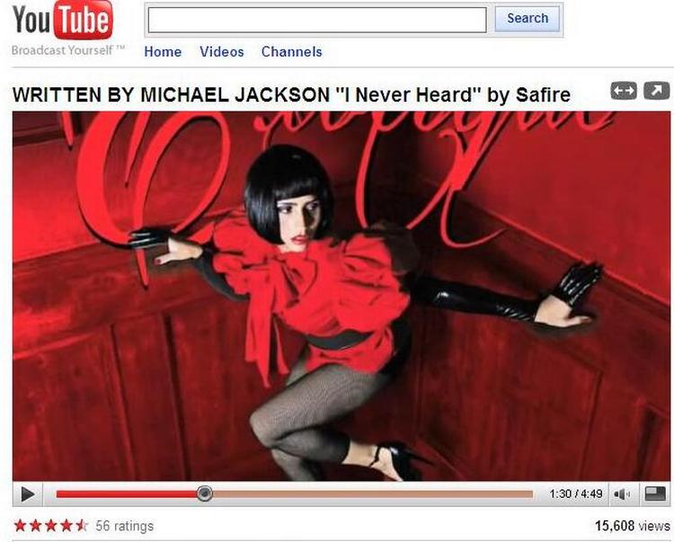 Sangerinden Safire har for næsten to årtier siden indspillet 'det nye' Michael Jackson-nummer 'This Is It'. Skærmdump fra Youtube. 