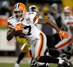 Braylon Edwards, mens han stadig spillede for Cleveland. Nu har New York Jets hentet den store receiver. Arkivfoto. 