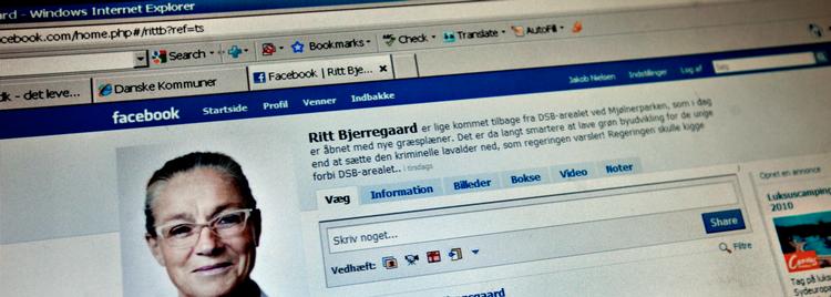 Københavns afgående overborgmester, Ritt Bjerregaard, er en af de toppolitikere, der har sin egen Facebookprofil. Men det er ikke alle, som er så langt fremme i skoene. Foto: Jacob Ehrbahn 