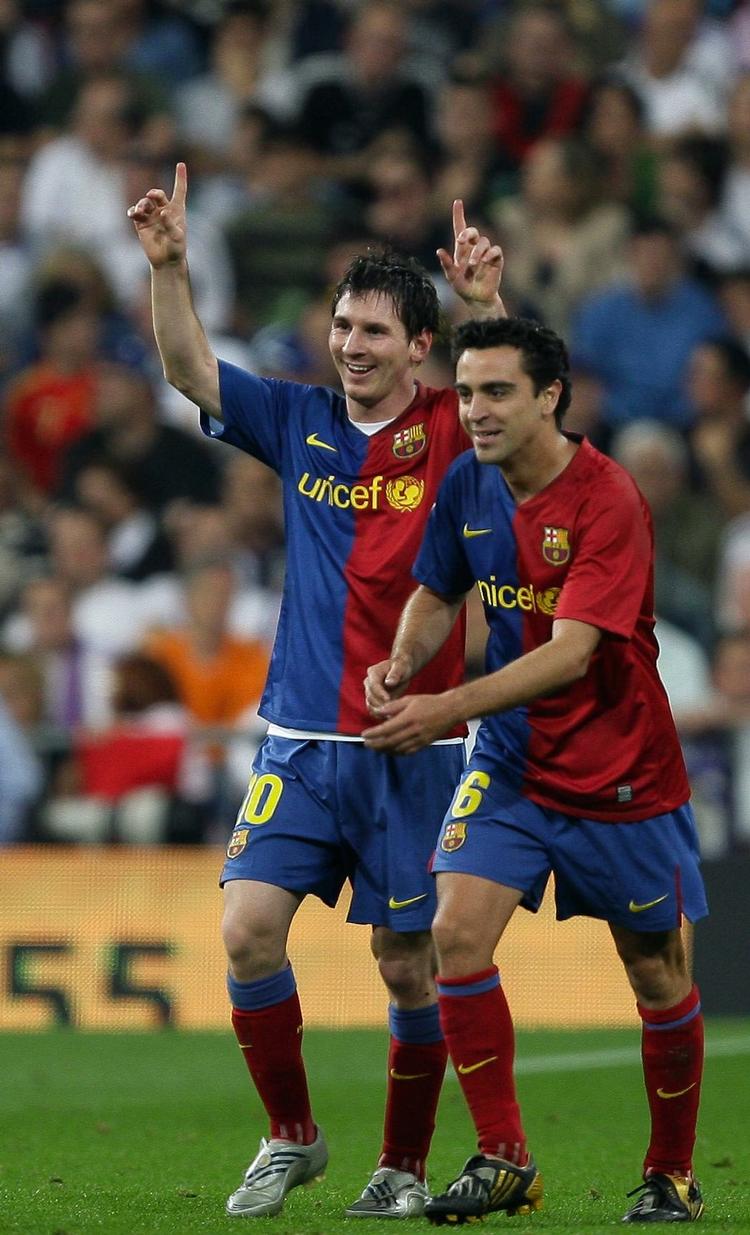 FC Barcelonas Lionel Messi og Xavi Hernandez er to mulige vindere af Ballon d'Or -  den gyldne bold. Arkivfoto. 