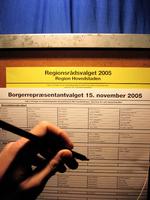 Stemmeseddel fra kommunalvalget i København i 2005. 