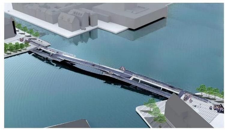The longest bridge from Nyhavn to Christianshavn. 