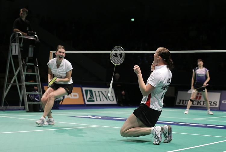 Jubel. Kamilla Rytter Juhl og Lena Frier Kristiansen er i finalen ved Denmark Open. 