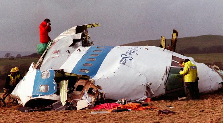 Billede fra 1988 af vraget ved Lockerbie. 