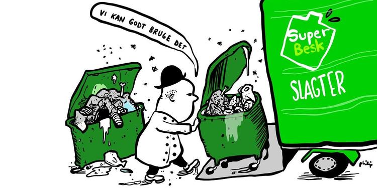 Politikens tegner, Philip Ytournel, har i én og samme tegning samlet to af tidens store sager: Skraldekonflikten og kødskandalen med SuperBest i centrum. 