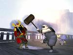 kapang! I 'Mini Ninjas' kan man skifte mellem flere figurer, blandt  andet et stort brød med en mægtig hammer. Spillet er et modigt, men kun delvis vellykket forsøg på et 'Kung Fu Panda'-inspireret familiespil. 