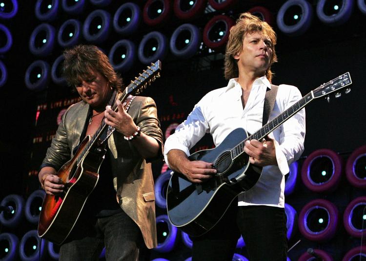 Guitarist Richie Sambora og forsanger Jon Bon Jovi fra bandet Bon Jovi. 
