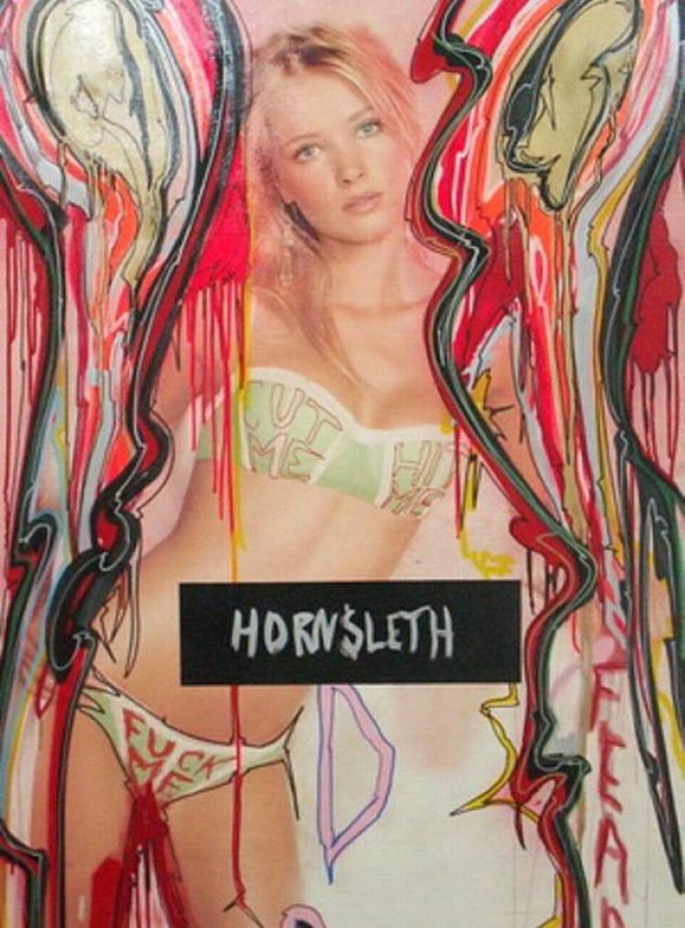 Stjålet. Maleriet 'Cut me hit me' har en værdi af 100.000 kroner ifølge lederen af Hornsleth Showroom i Århus. 