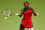 Modstand. Serena Williams var presset i dele af det første sæt, som amerikaneren nåede at spille mod Caroline Wozniacki. 