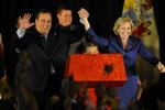 Republikanerjubel. Chris Christie og hans viceguvernørkandidat Kim Guadagno fejrer sejren over den siddende demokratiske guvernør Jon Corzine i New Jersey. 