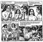 Figenblad. Adam og Eva i de berømte kostumer med det lige så berømte æble. Illustration: Robert Crumb 