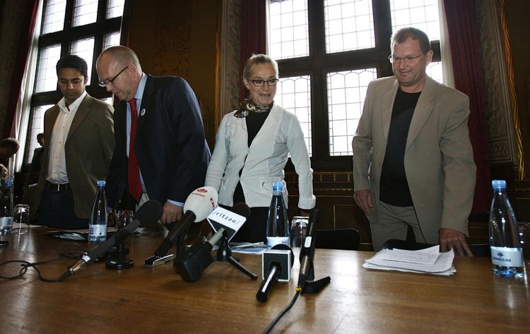 Nej! Ritt Bjerregaard afviser Bo Asmus Kjeldgaards (th) ønske at genforhandle hele budgettet. Hun tror, han kan finde de penge, der skal spares på børneområdet. (Arkivfoto) 