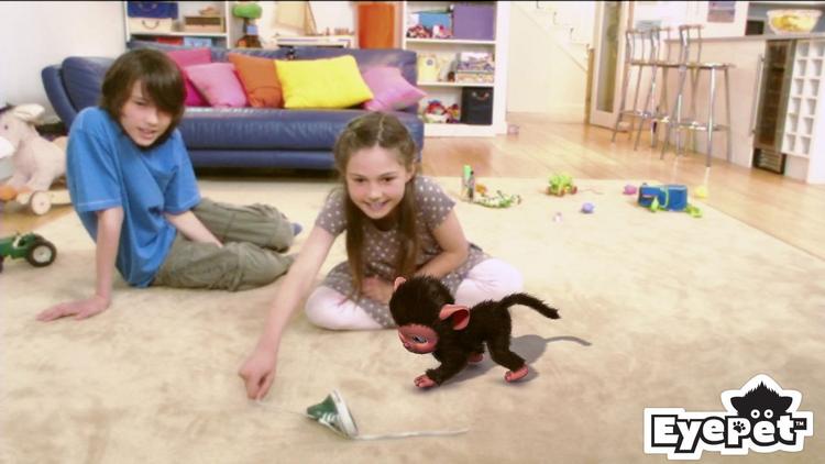 Når man kigger på skærmen ser man illusionen af, at ens EyePet er på gulvet ved siden af en - en illusion skabt via det medfølgende kamera, der følger med spillet. Iimponerende programmering af kameraet gør at det nuttede dyr, reagerer på alle dine bevægelser og f.eks. hopper over, hvis du svinger et ben mod den. 