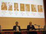 DEBATTØRER. Socialdemokraternes spidskandidat Frank Jensen og den radikale Klaus Bondam under valgmødet på Sankt Annæ Gymnasium. 