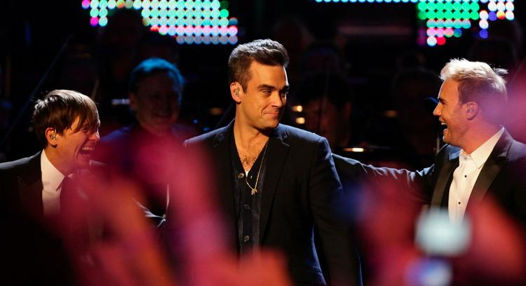Back for good? Mark Owen, Robbie Williams og Gary Barlow ses her under velgørenhedsarrangementet Children in Need i torsdags, hvor de dog ikke optrådte sammen. Arkivfoto. 