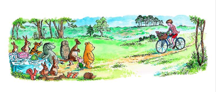 Hundredemeterskoven. Illustration fra David Benedictus nye bog om Peter Plys. Den første officielle fortsættelse til A.A. Milnes klassiker. 