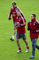 landskamp. Michael Lumb (th) får debut i aften, når Danmark møder USA. Følg kampen live på tv. 