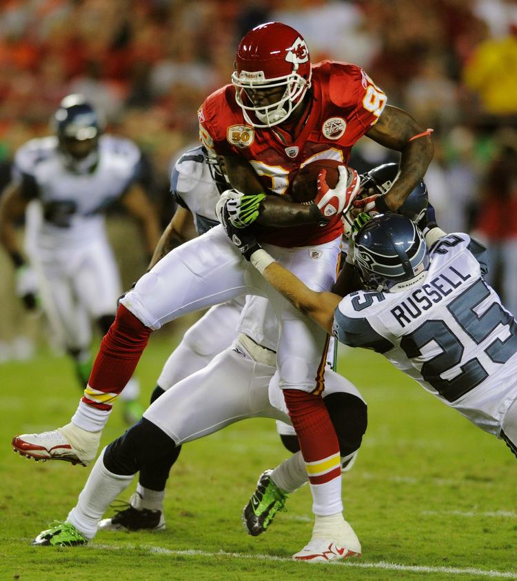 dopet. Dwayne Bowe (82) fra Kansas City Chiefs trængte til at tabe sig. Men midlet, han brugte til det, var »desværre« på dopinglisten. Arkivfoto. 