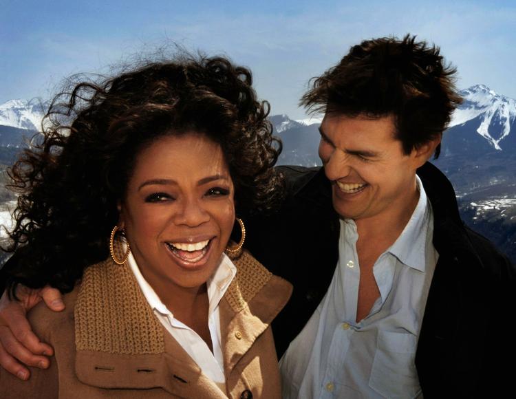 Oprah Winfrey på besøg hos Tom Cruise i dennes bolig i Colorado i april 2008. 
