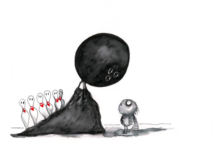 fantasistisk.  Tim Burtons forunderlige og lidt skræmmende tegninger kan ses som forløbere til hans senere filmkunst. Tegninger: Tim Burton/ Museum of Modern Art 