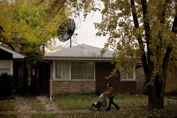 Hjemsted. Den terrormistænkte Tahawwur R boede i dette hus i Chicago. Nu står huset tomt. 