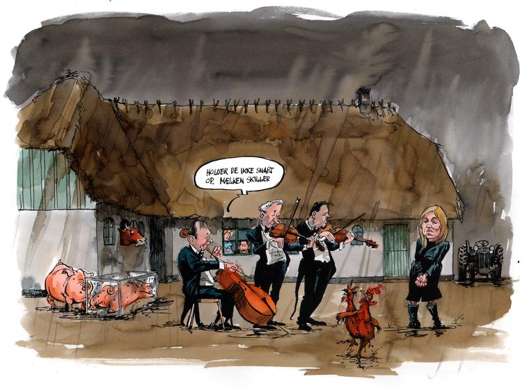 allemandseje. Den konservative kulturminister Carina Christensen fremlægger nu sin vision 'Kultur for alle' efter at have rejst rundt i landet i et halvt år. Se Roald Als' tegning i original version længere nede i artiklen. 