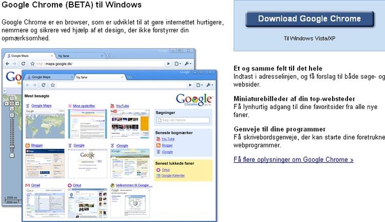 Fra da Googles browser kom i en betaversion til Windows i slutningen af 2008. Nu er turen kommet til Mac- og Linuxbrugere. Arkiv 