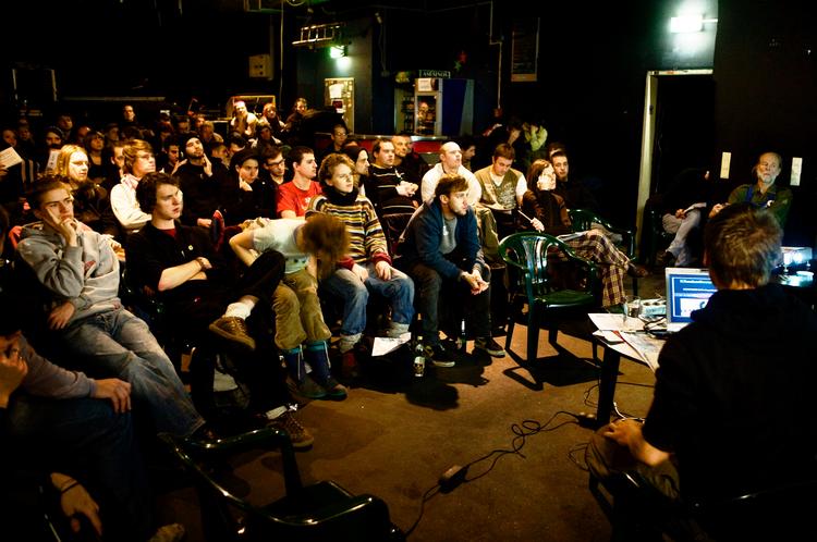 200 activists meeting in a culture hall in Kreuzberg near Berlin to discuss how to take over COP15 at the Bella Center for a day. 